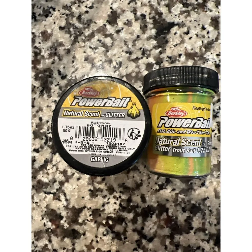 Berkley PowerBait Glitter Trout Bait Dough Garlic Rainbow Fishing Bait 1.75‎ oz